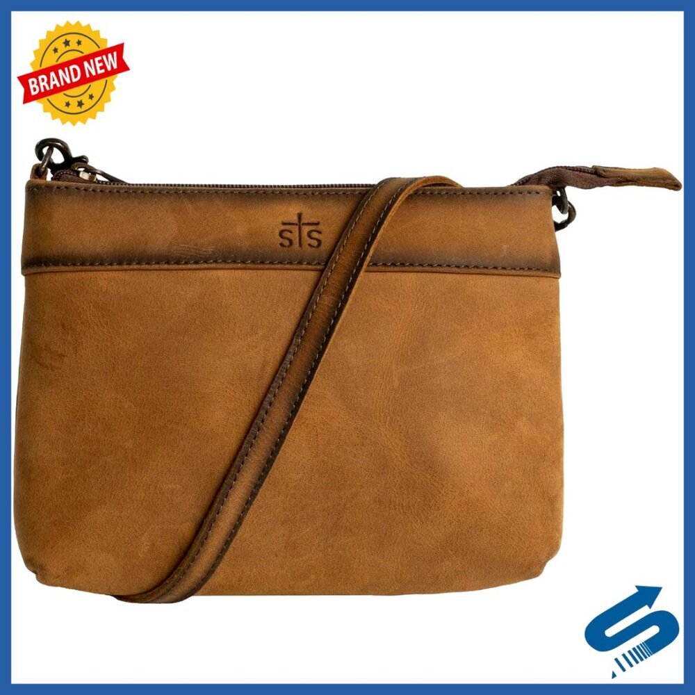 Genuine Leather Crossbody Bag with Adjustable Strap and Zip Closure